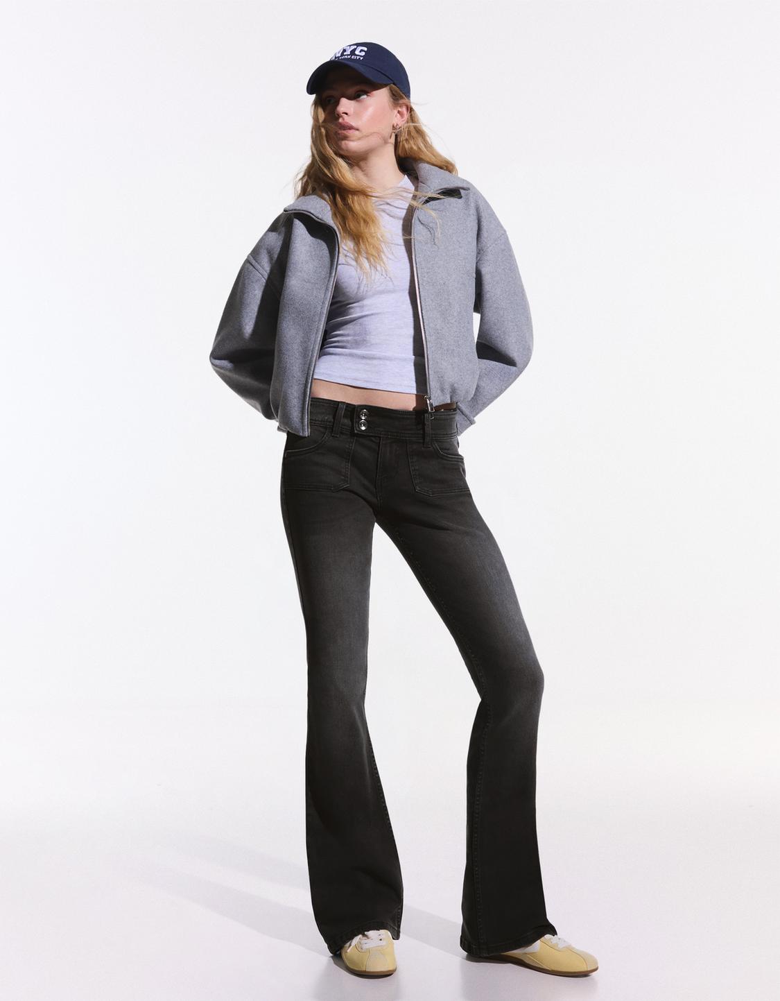 Jean wideleg taille basse rinse wash - Femme | MANGO France métropolitaine