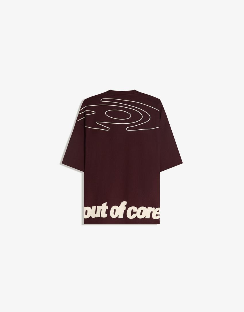 T-shirt à manches courtes Boxy fit imprimé out of core-Marron