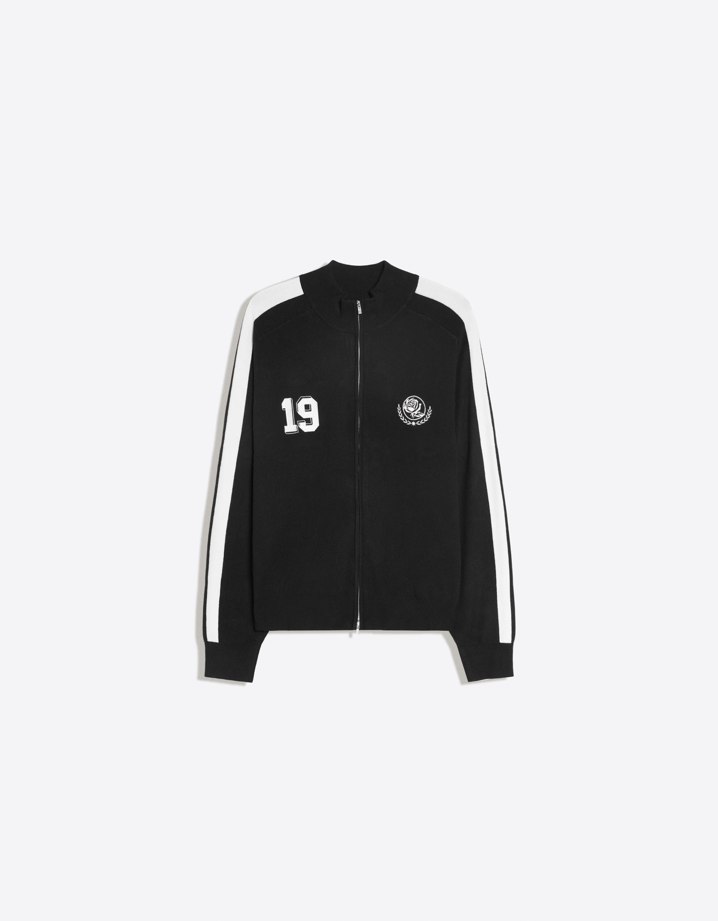 Embroidered zip-up jacket — Black