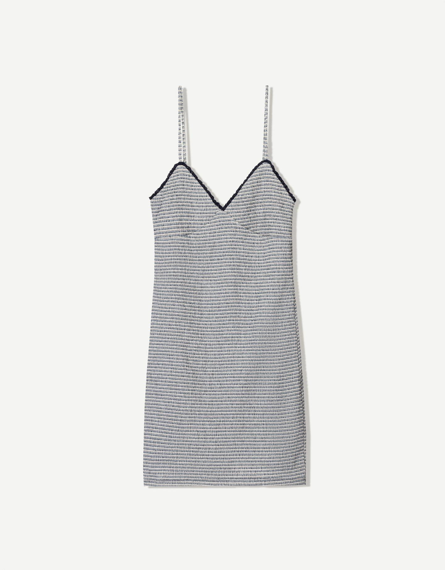 Bershka Vestido Mini Tirantes Estructura Mujer L Azul