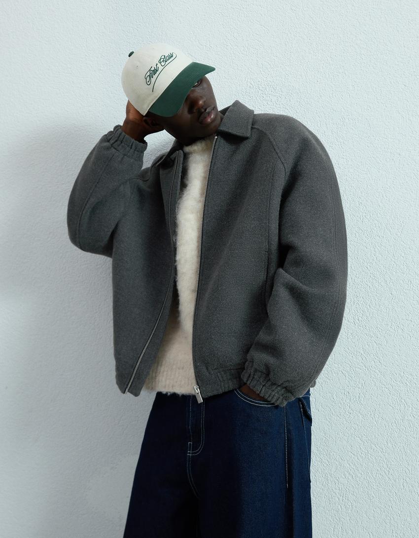 Cazadora paño trucker-Gris