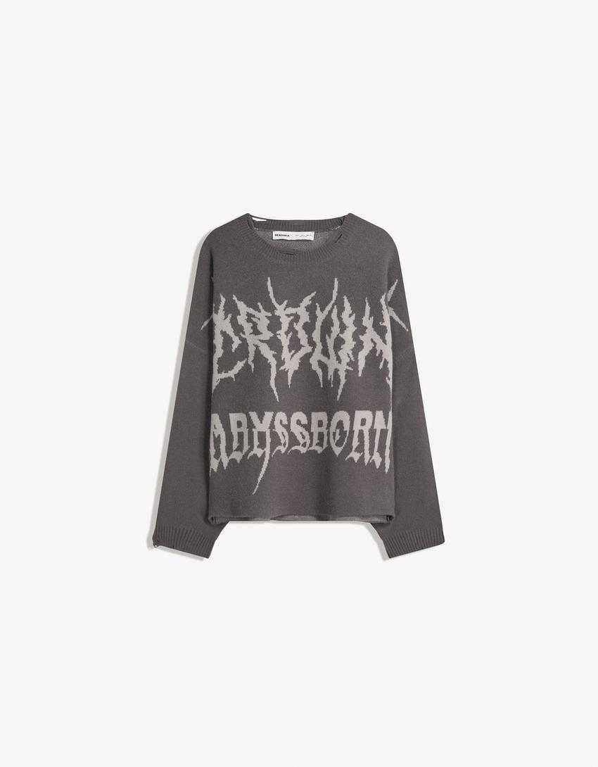 Jersey cropped jacquard-Gris