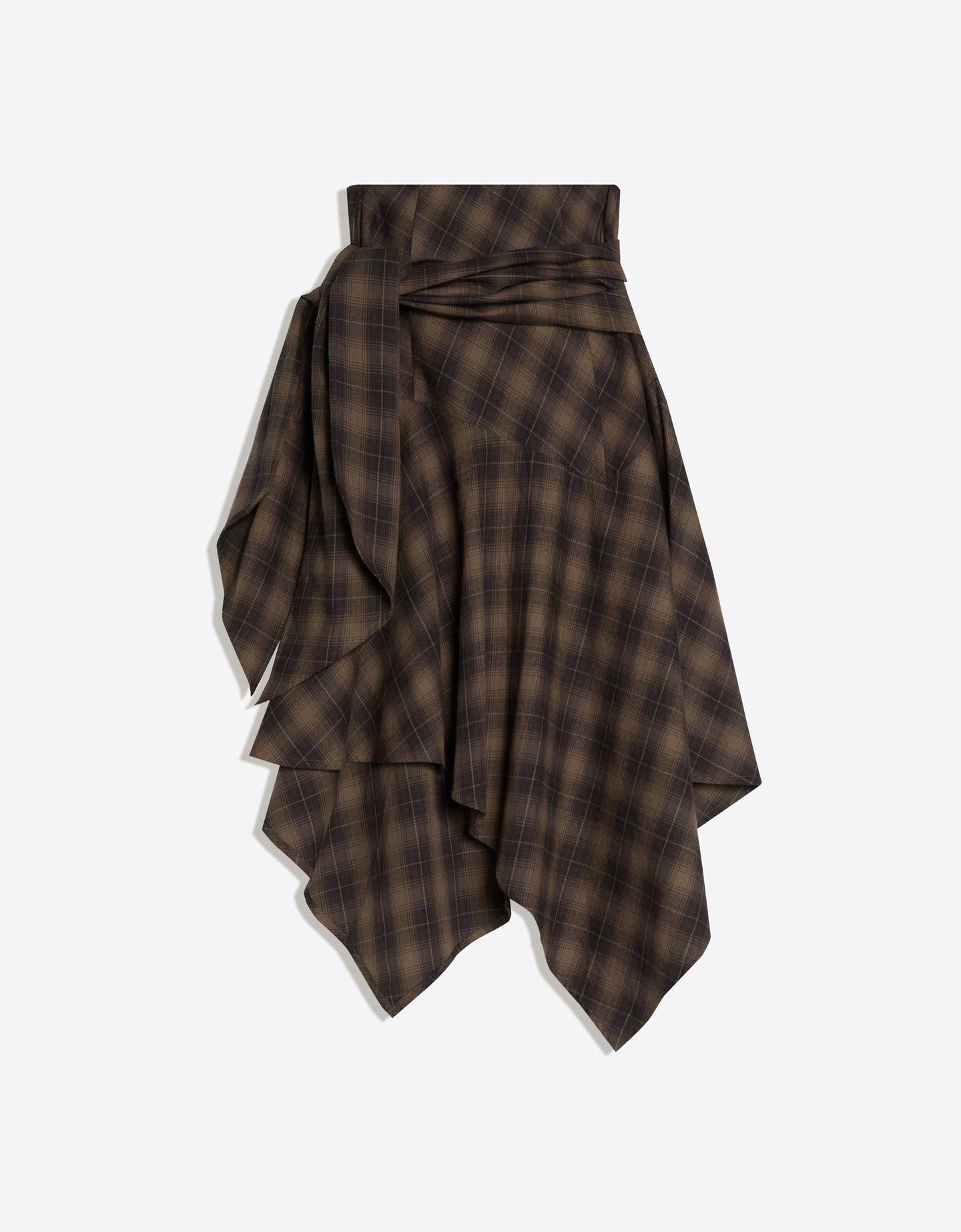 Bershka spódnica midi z wiązaniem i nadrukiem brązowy