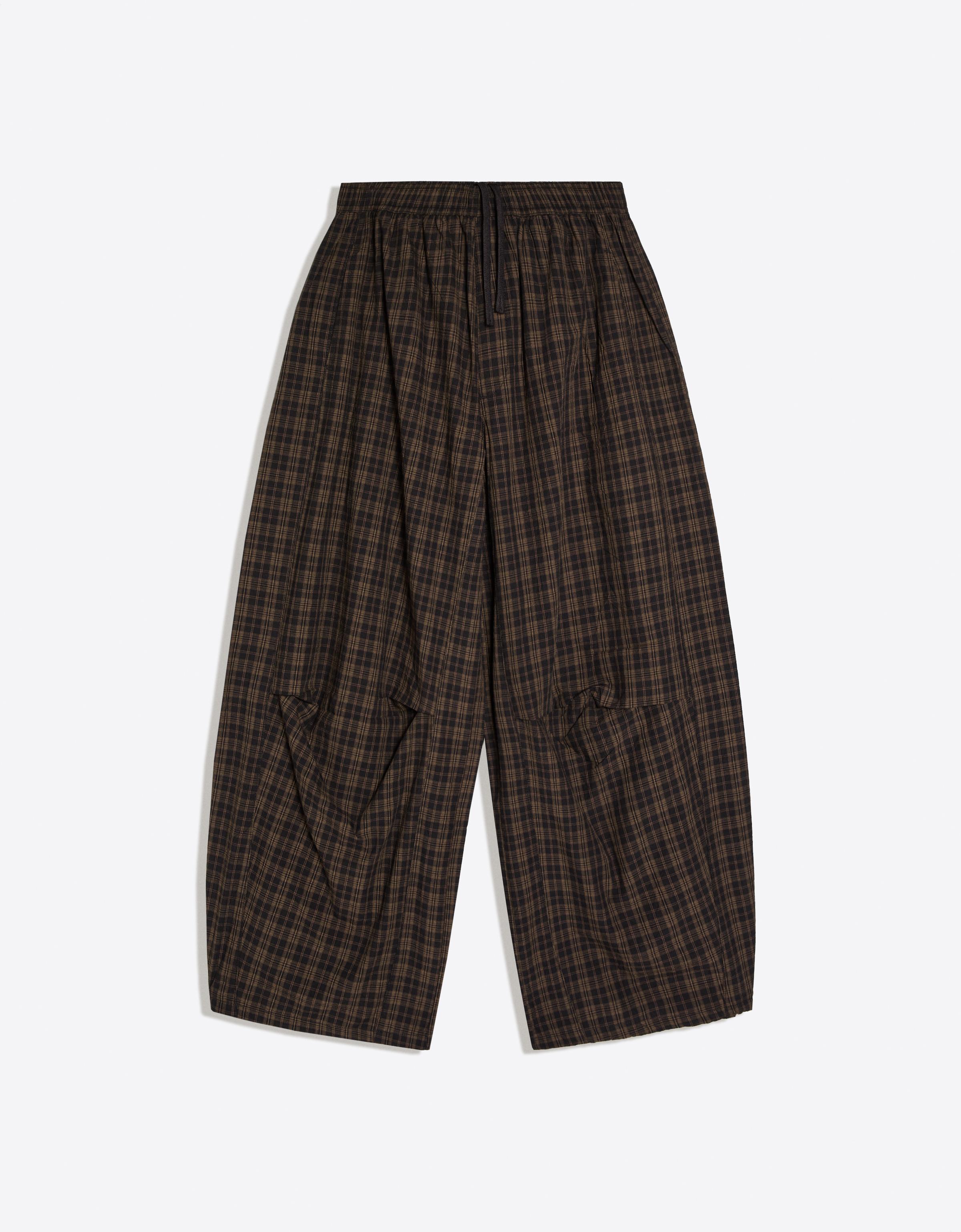 Checked barrel trousers — Brown
