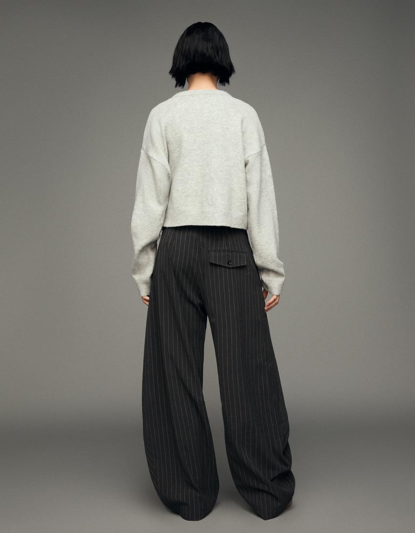 Pantalons barrel plecs-Gris