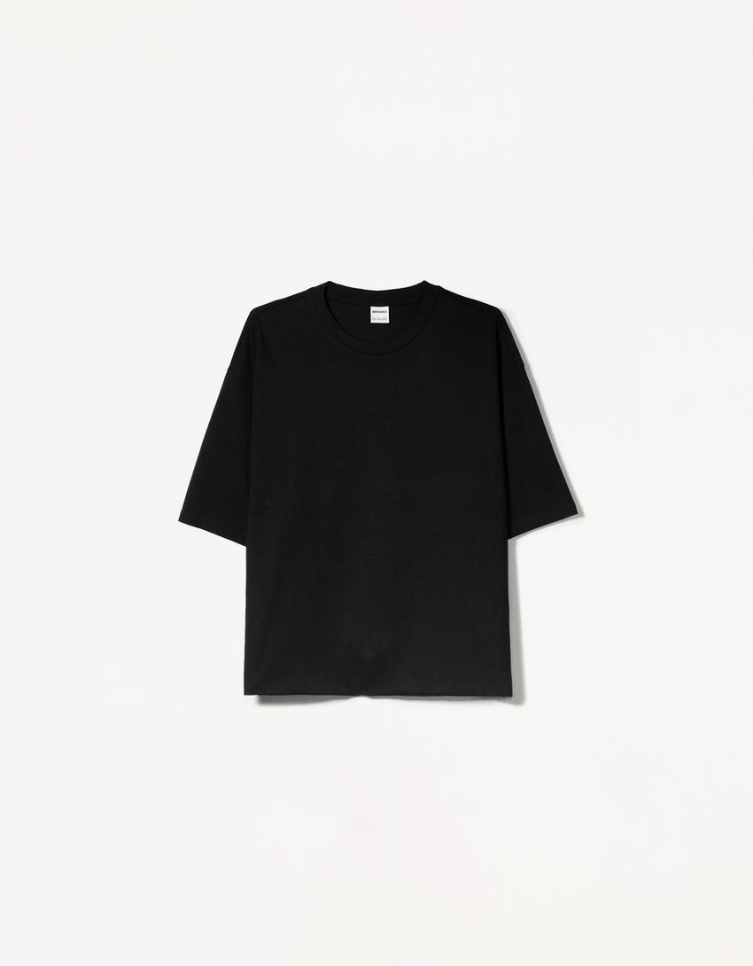 Short sleeve cropped T-shirt-Black-4