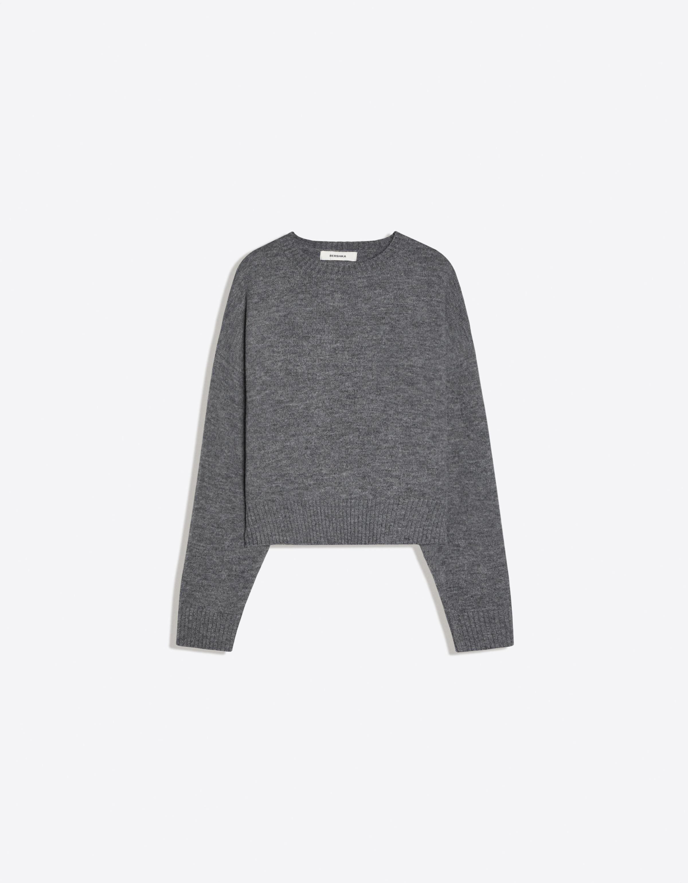 Bershka Jersey Cuello Redondo Mujer Gris