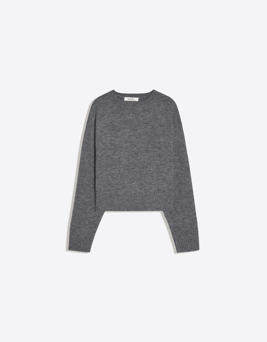 Pullover mit Rundausschnitt-Grau