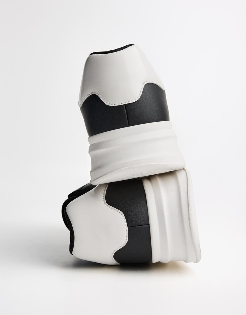 Minimalist lace-up trainers-BLACK