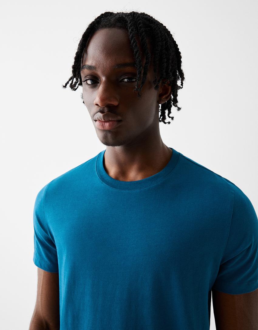 Regular fit short sleeve T-shirt-Blue-2