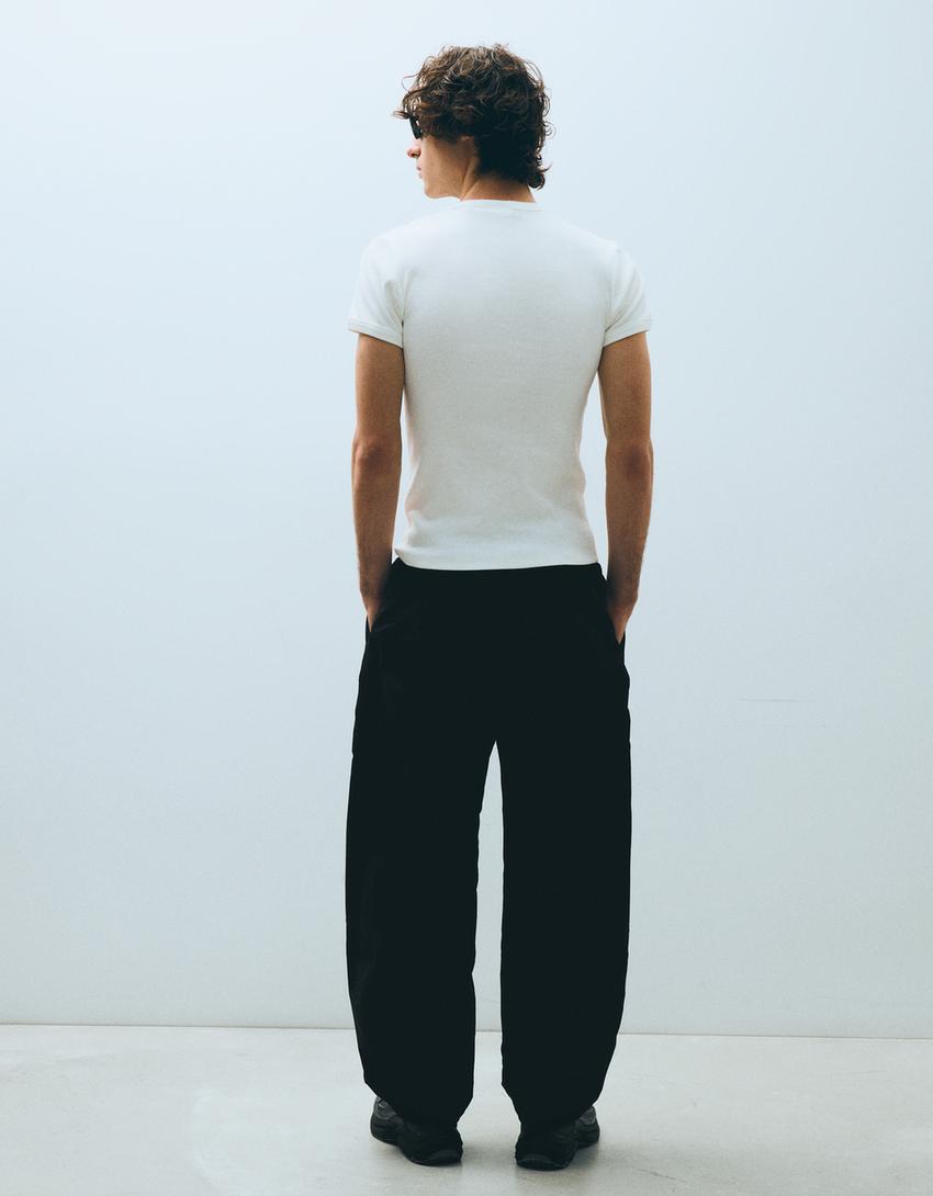 Technical barrel trousers-Black