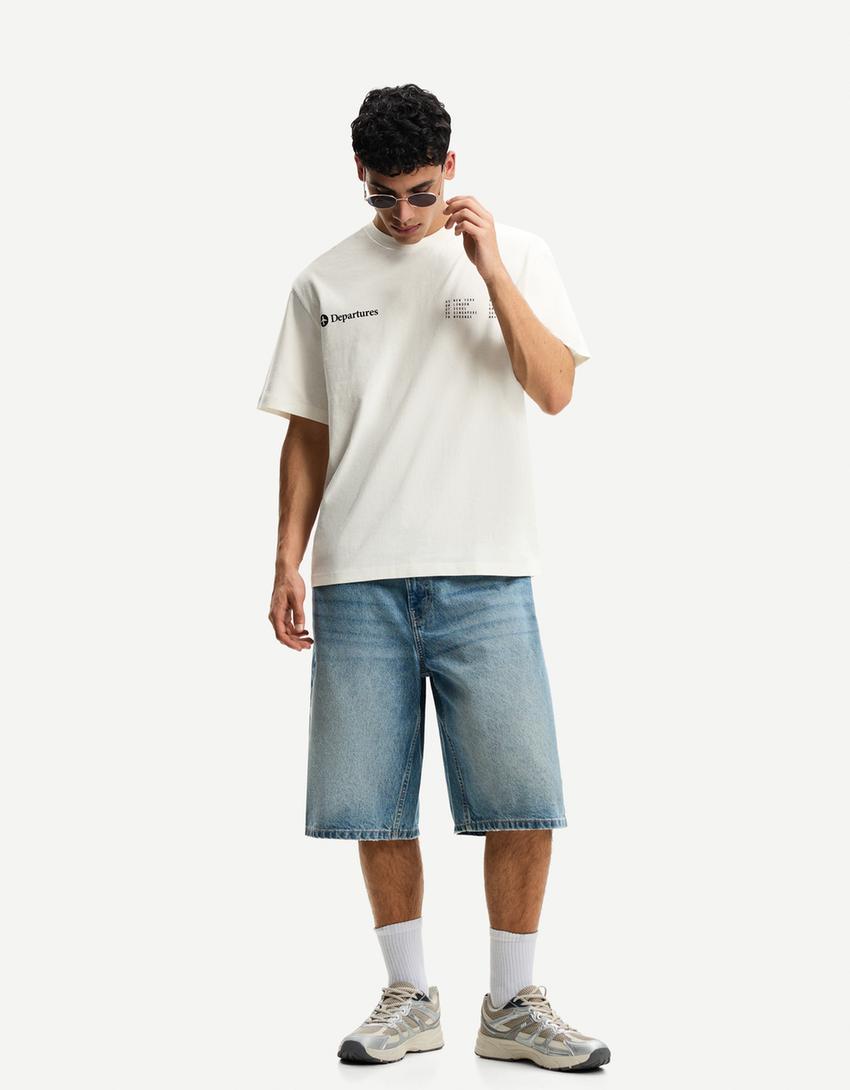T-shirt de manga curta com estampado-Gelo