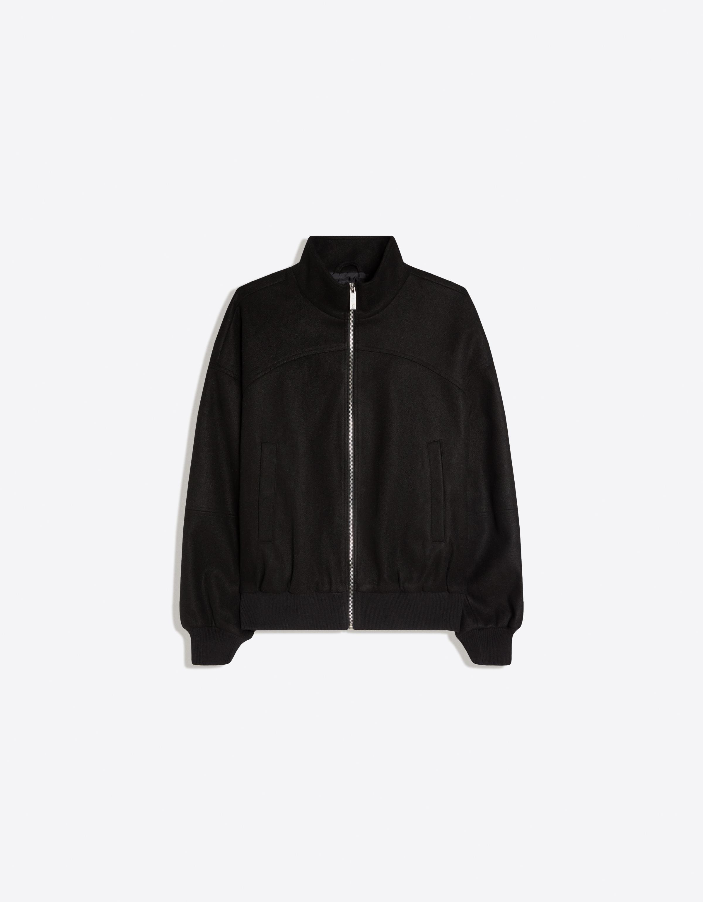 Felt-effect bomber jacket — Black