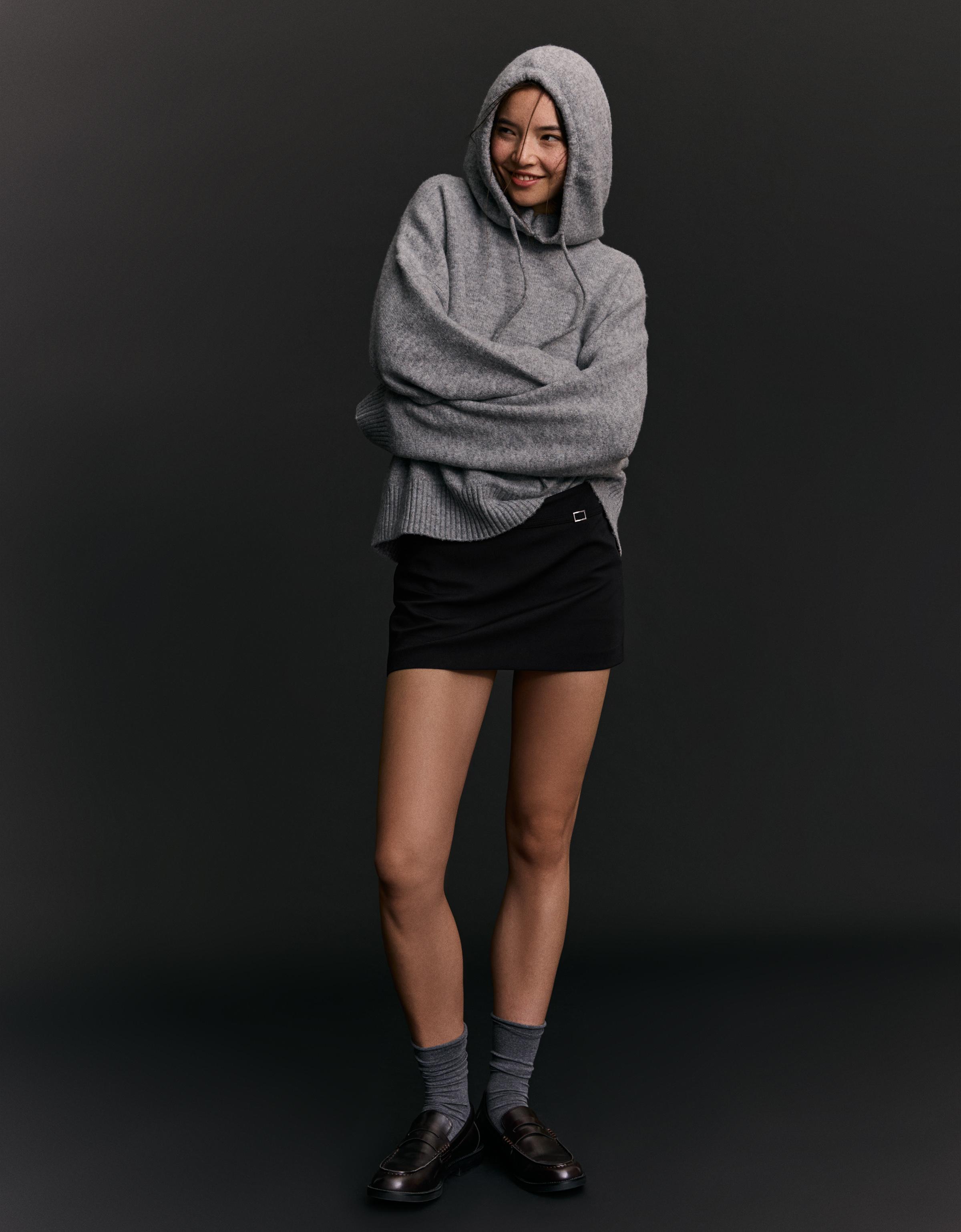 Bershka Mini-Hosenrock Mit Schnalle Damen S Schwarz