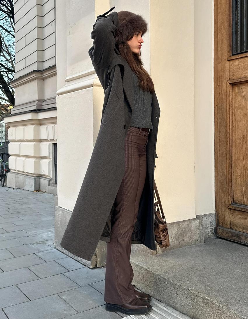 Oversize-Trenchcoat mit Wollanteil-Grau
