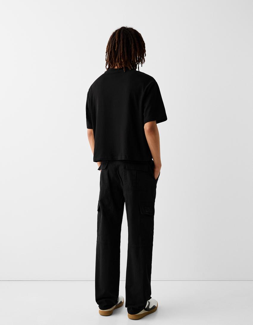 Adjustable wideleg cargo pants Men Bershka