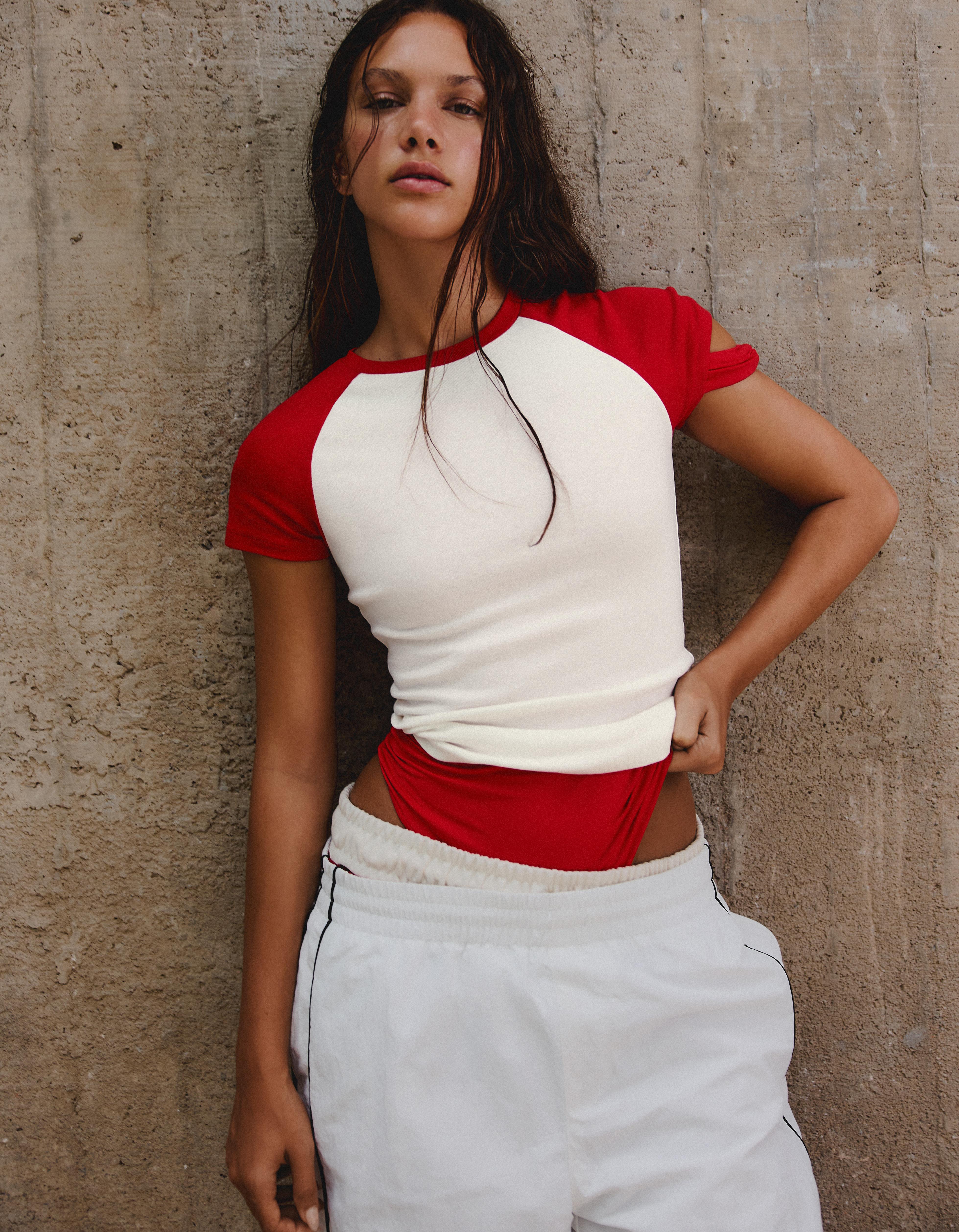 Camiseta Fitted Ranglan Mujer Xs Blanco