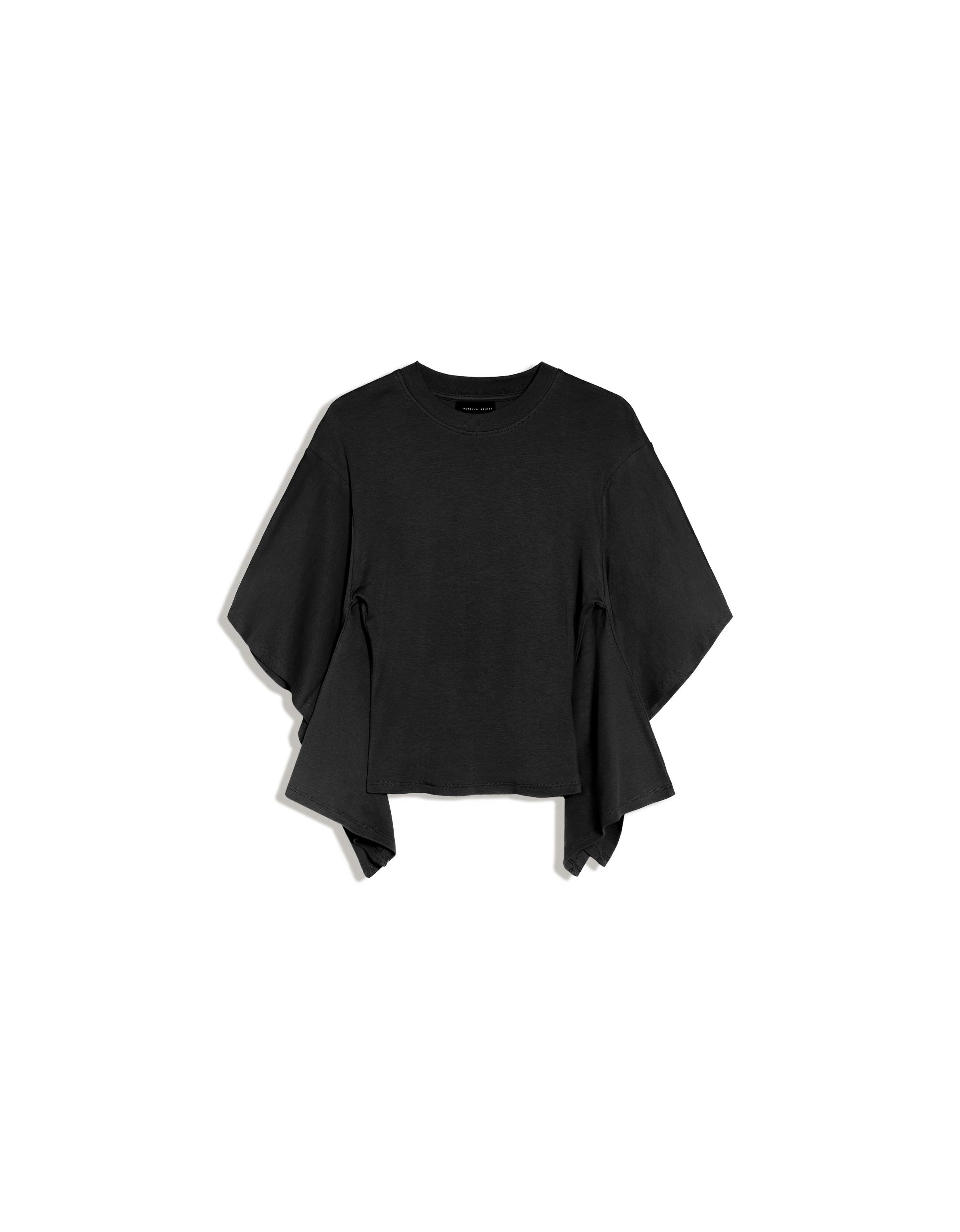 Short sleeve cape T-shirt — Black