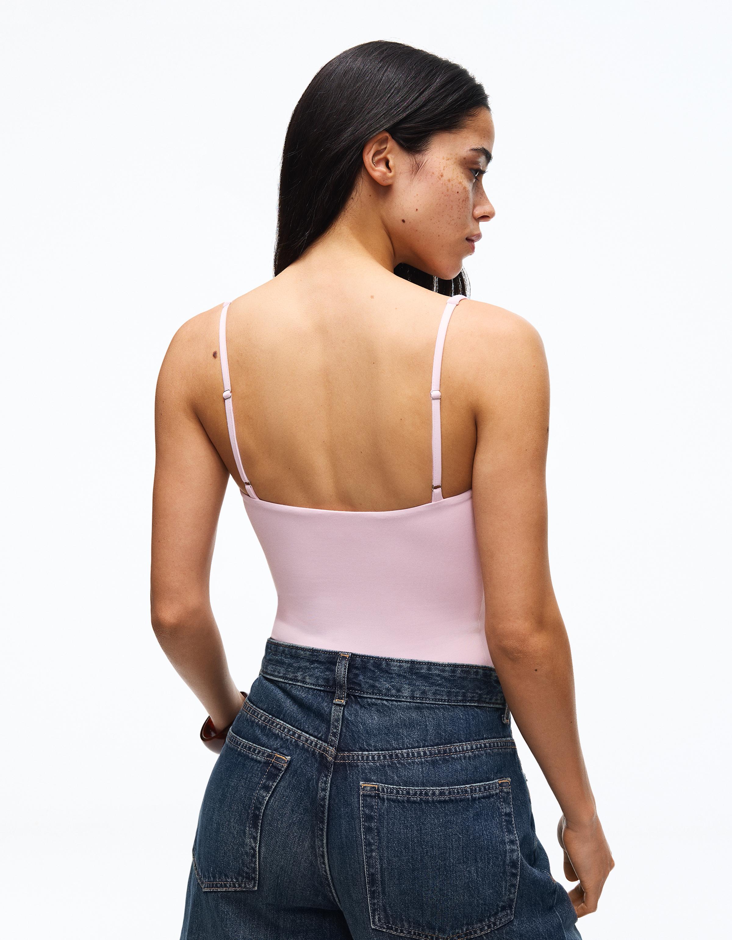 Round neck strappy bodysuit — Pink