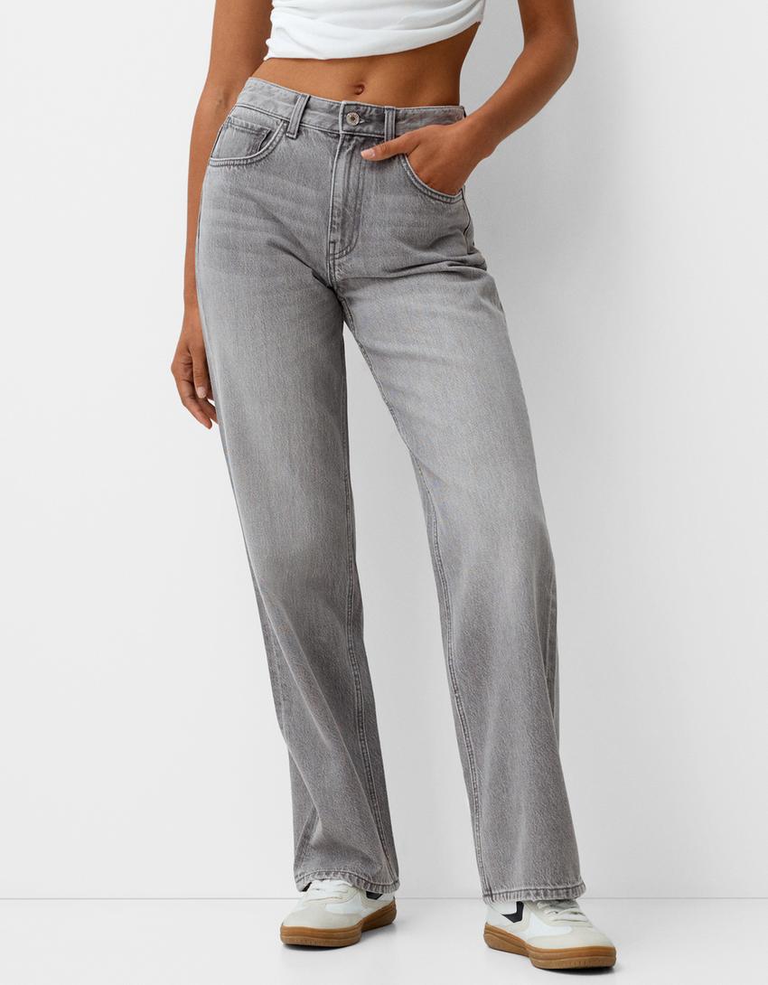 Wide-leg ’90s jeans-Dark grey-1