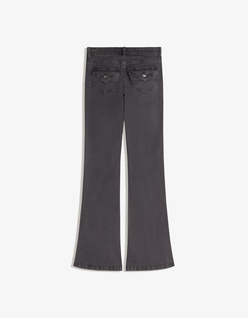Pantaloni flare fit con lacci-Grigio scuro