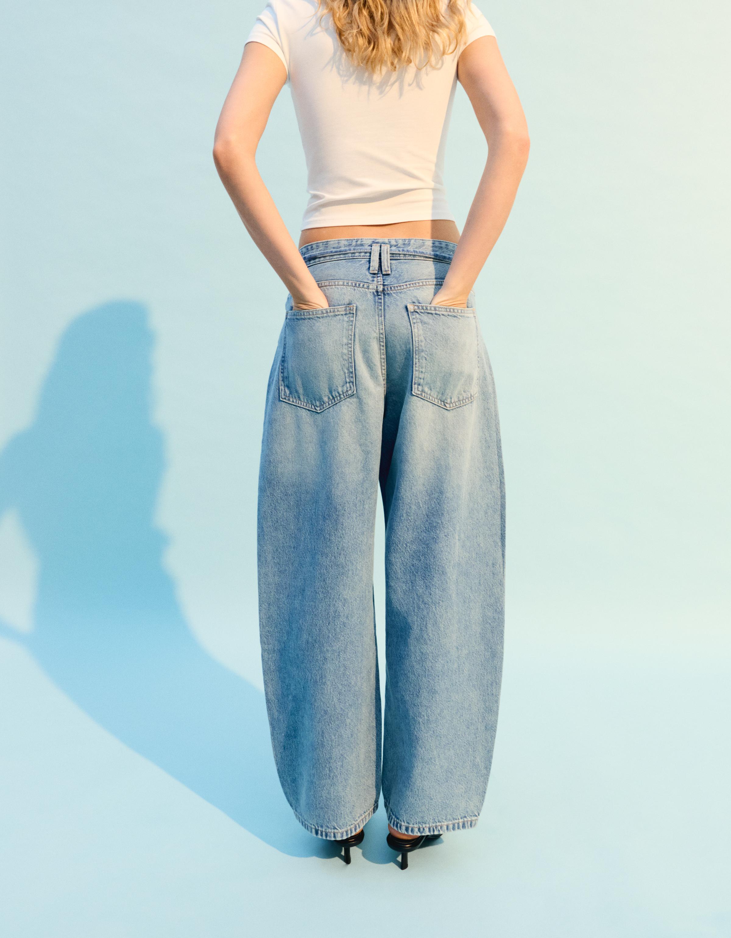 【YOURNUS】Burnout String Balloon Denim Cropped balloon jeans with drawstrings - Women | Bershka