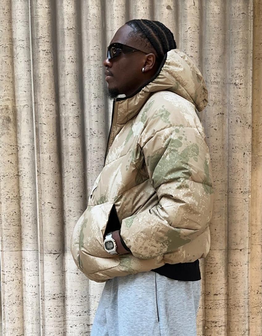 جاكيت صوف بغطاء للرأس-كاكي