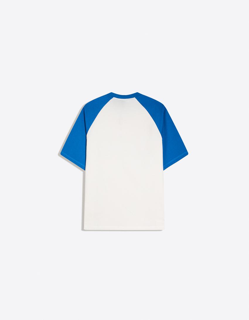 Reglan baskılı tişört-Mavi