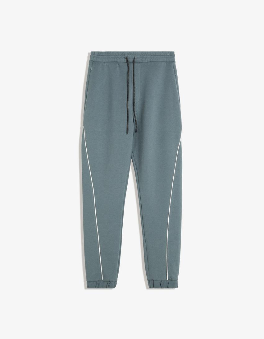Pantaloni jogger in felpa-Azzurro-0