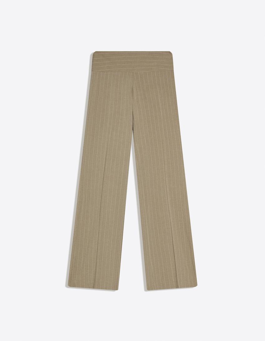 Low-rise cummerbund trousers-Khaki