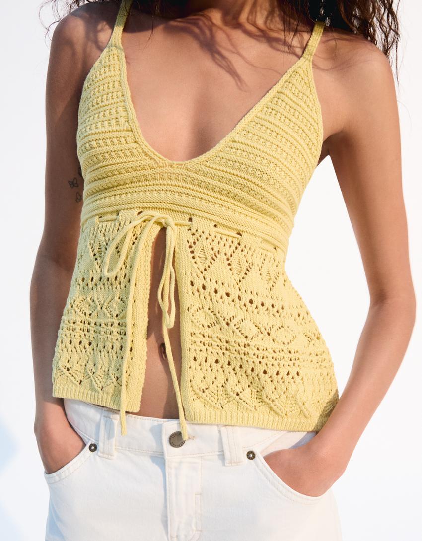 Atasan rajut crochet-Kuning-2