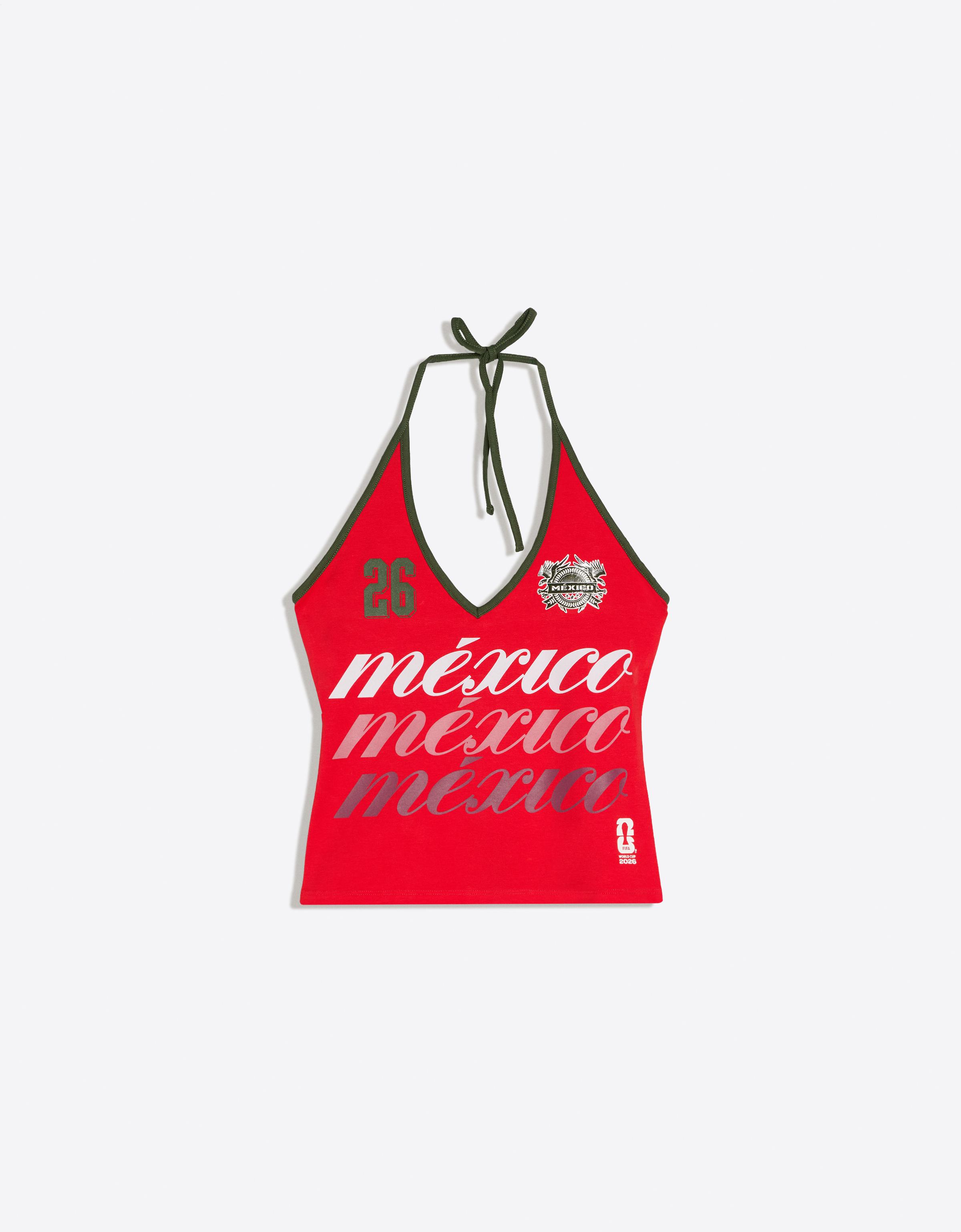Bershka Top Halter Fifa World Cup Mujer Rojo