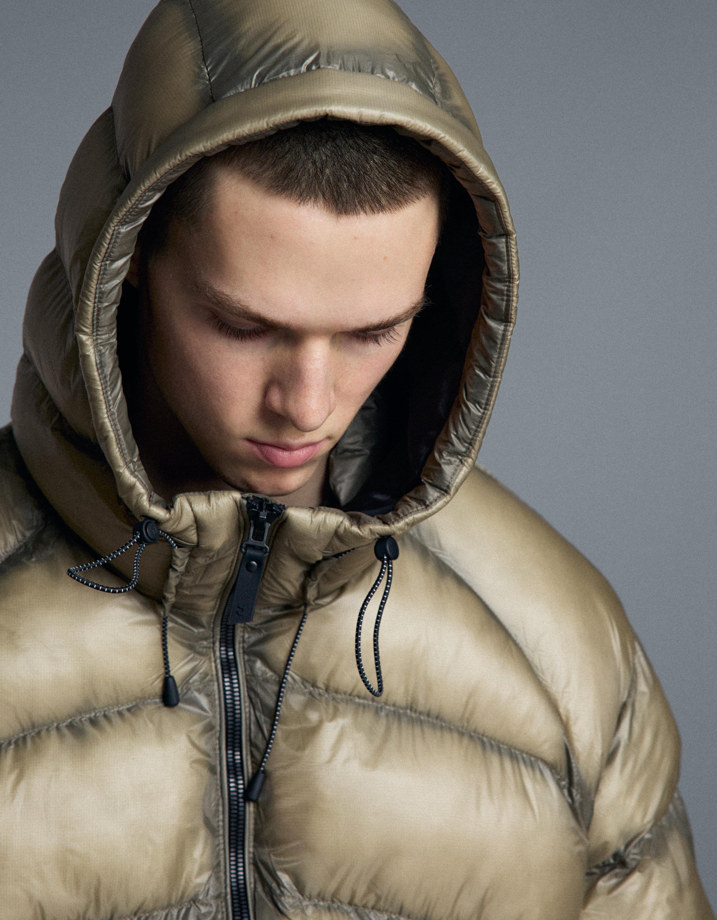 Quilted translucent-effect jacket — Khaki