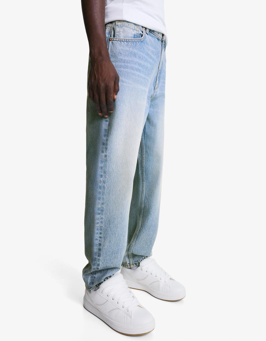 Jeans loose fit afunilado-Azul lavado-2