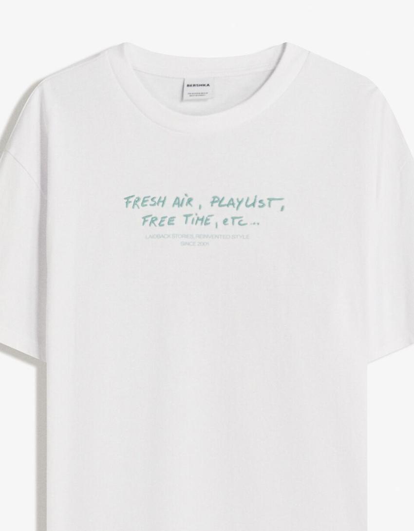 T-Shirt mit Print-Weiss-2