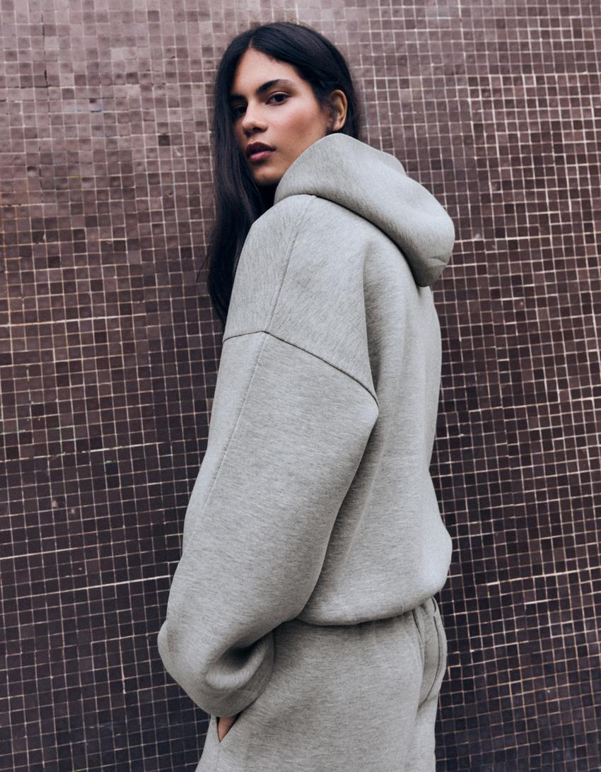 Scuba fabric hoodie-Grey