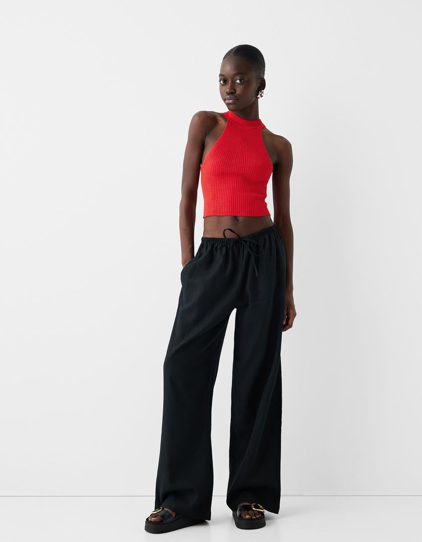 توب مضلع برقبة هالتر-أحمر-3