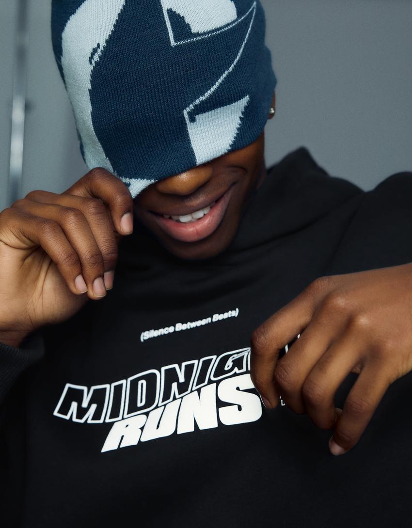 Printed hoodie-Black