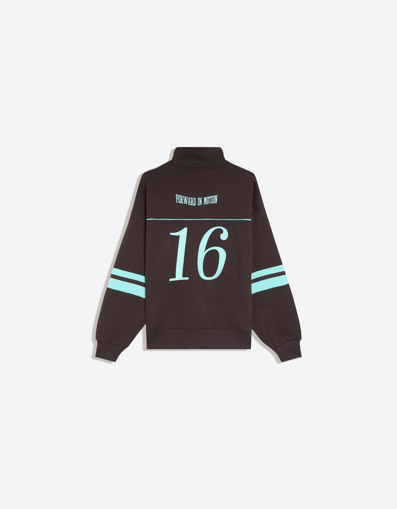 Printed half-length zip sweatshirt — Brown