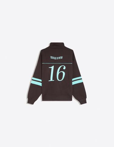 Printed half-length zip sweatshirt — Brown 6