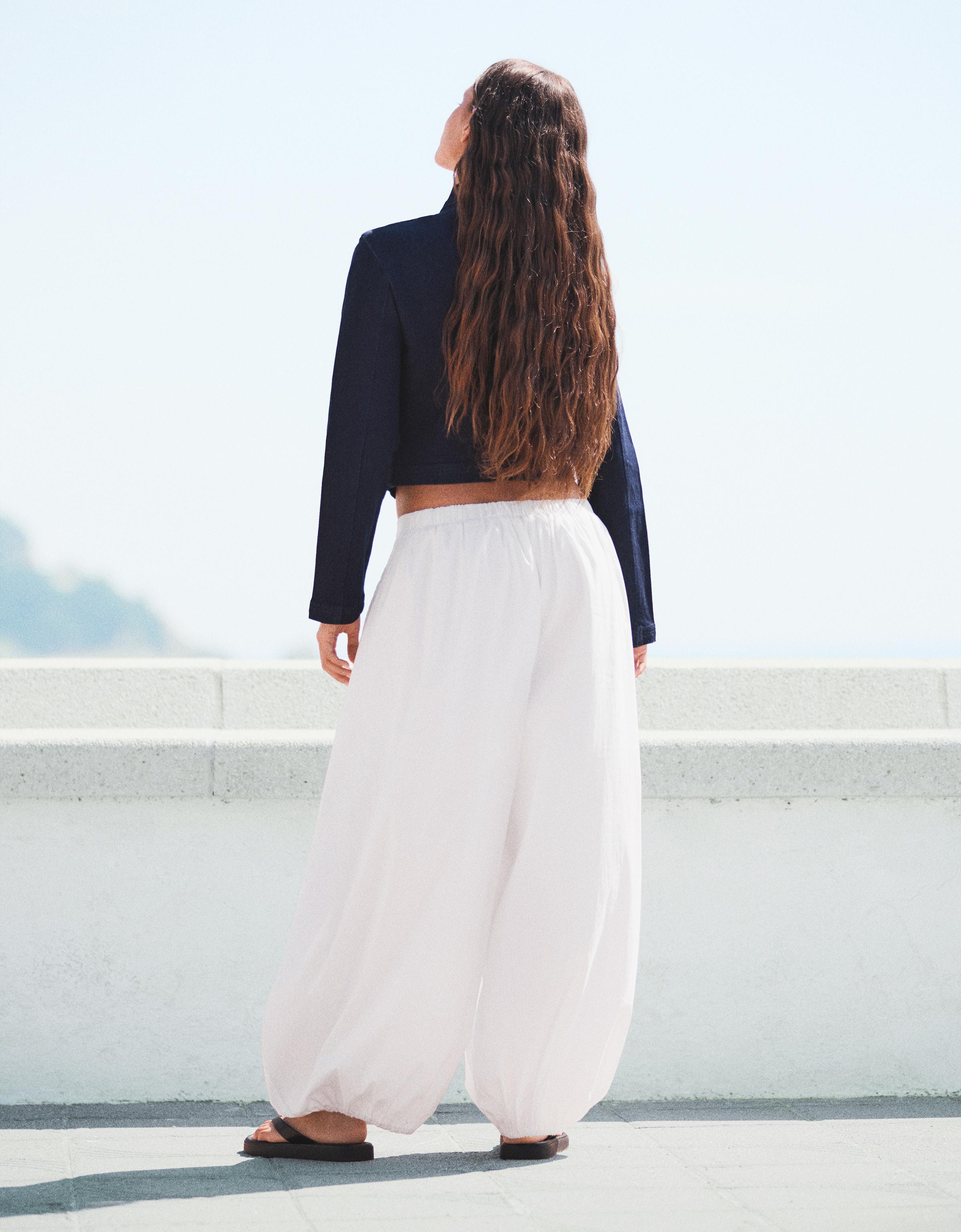 Poplin bloomer trousers — White