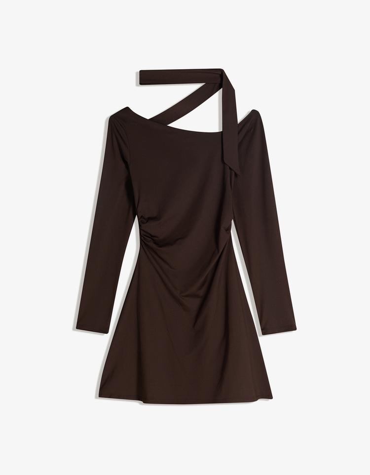 Vestido mini manga larga detalle pañuelo