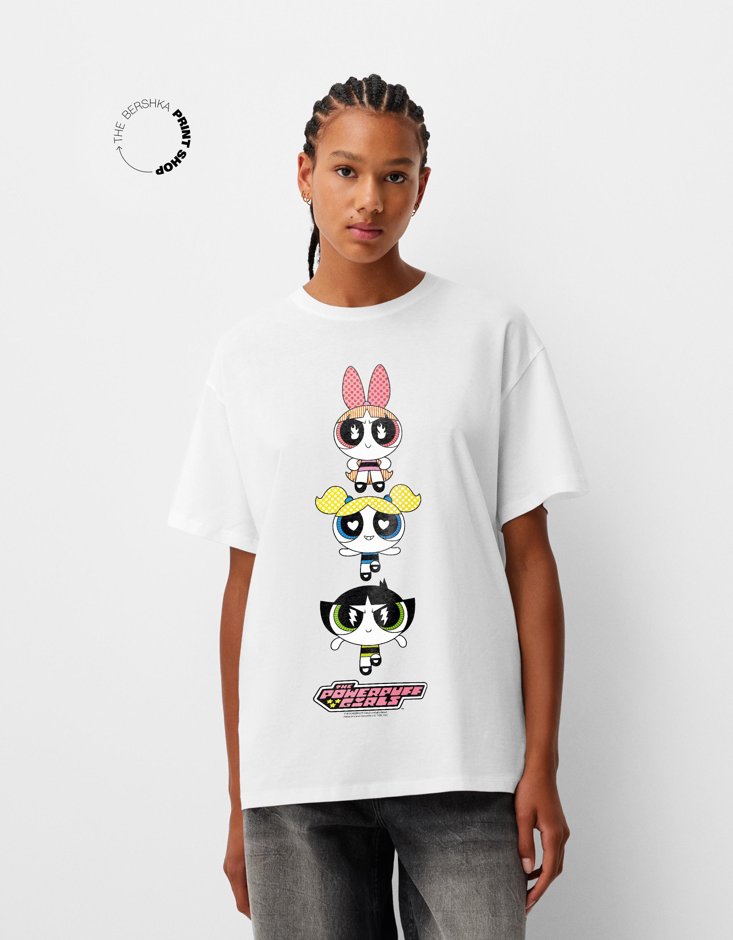 Bershka Oversize-T-Shirt Powerpuff Girls Mit Kurzen Ärmeln Damen Xs Grbrochenes Weiss