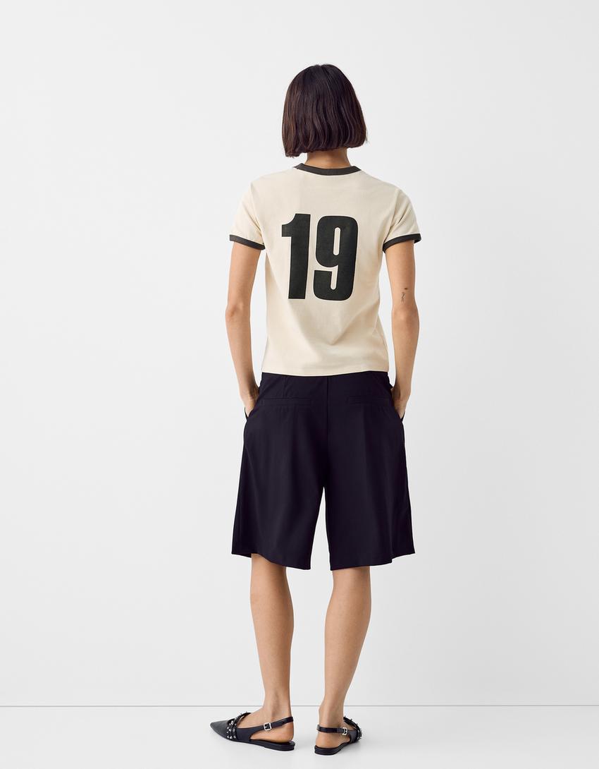 T-shirt manches courtes imprimé-Écru-1