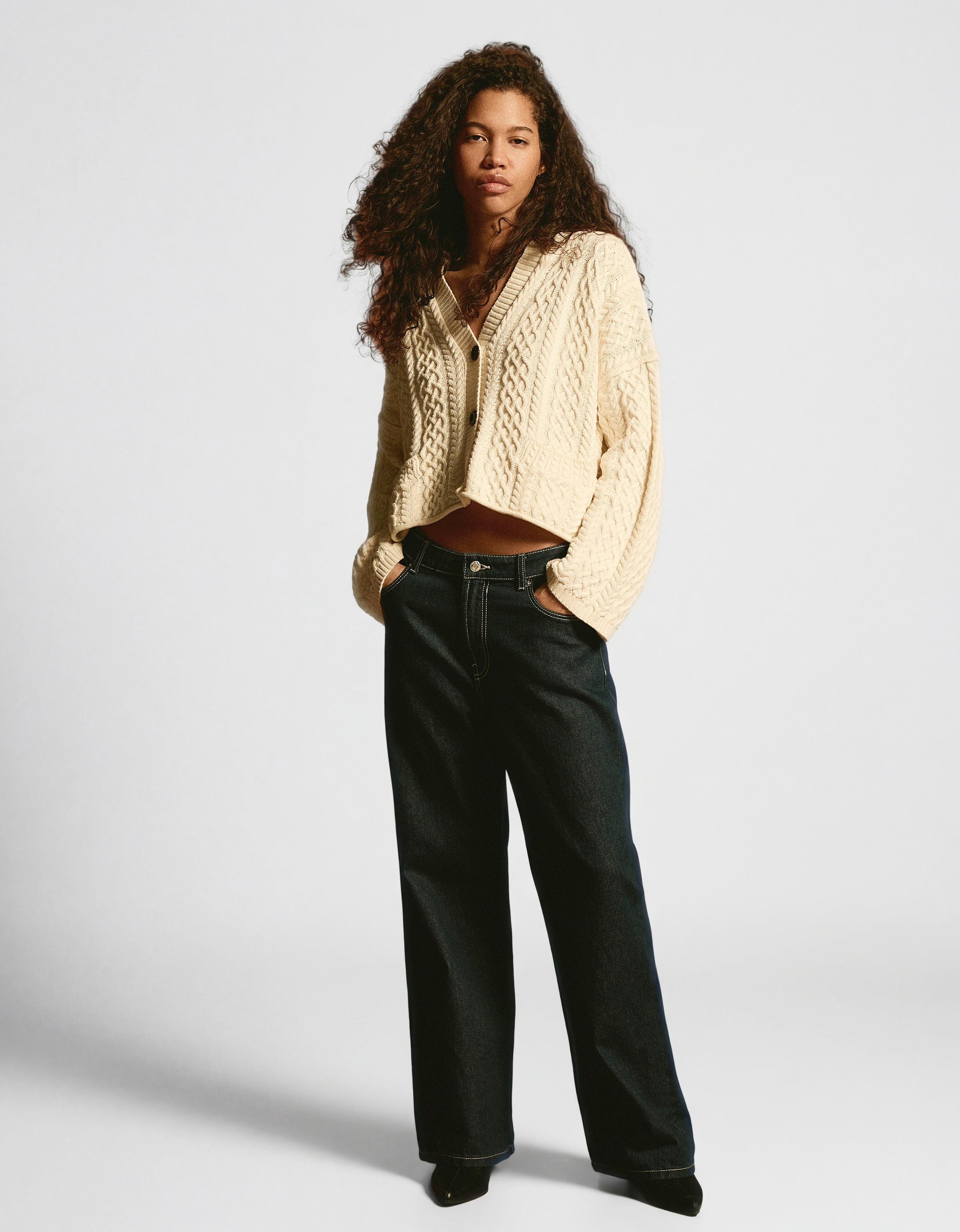 Rustic braided cardigan — Cream