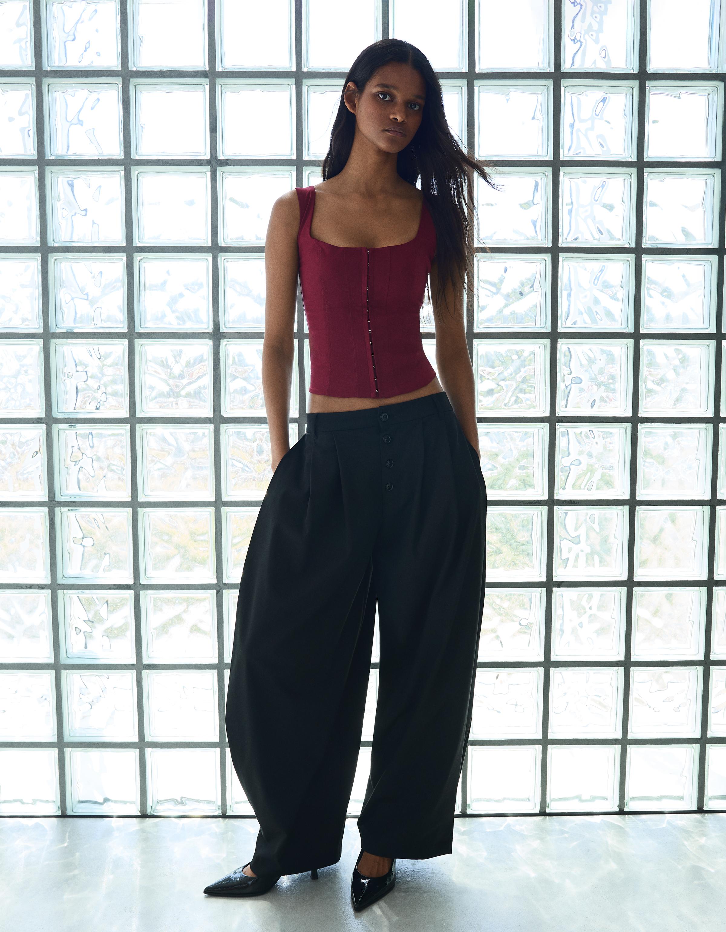 Bengaline corset top — Maroon
