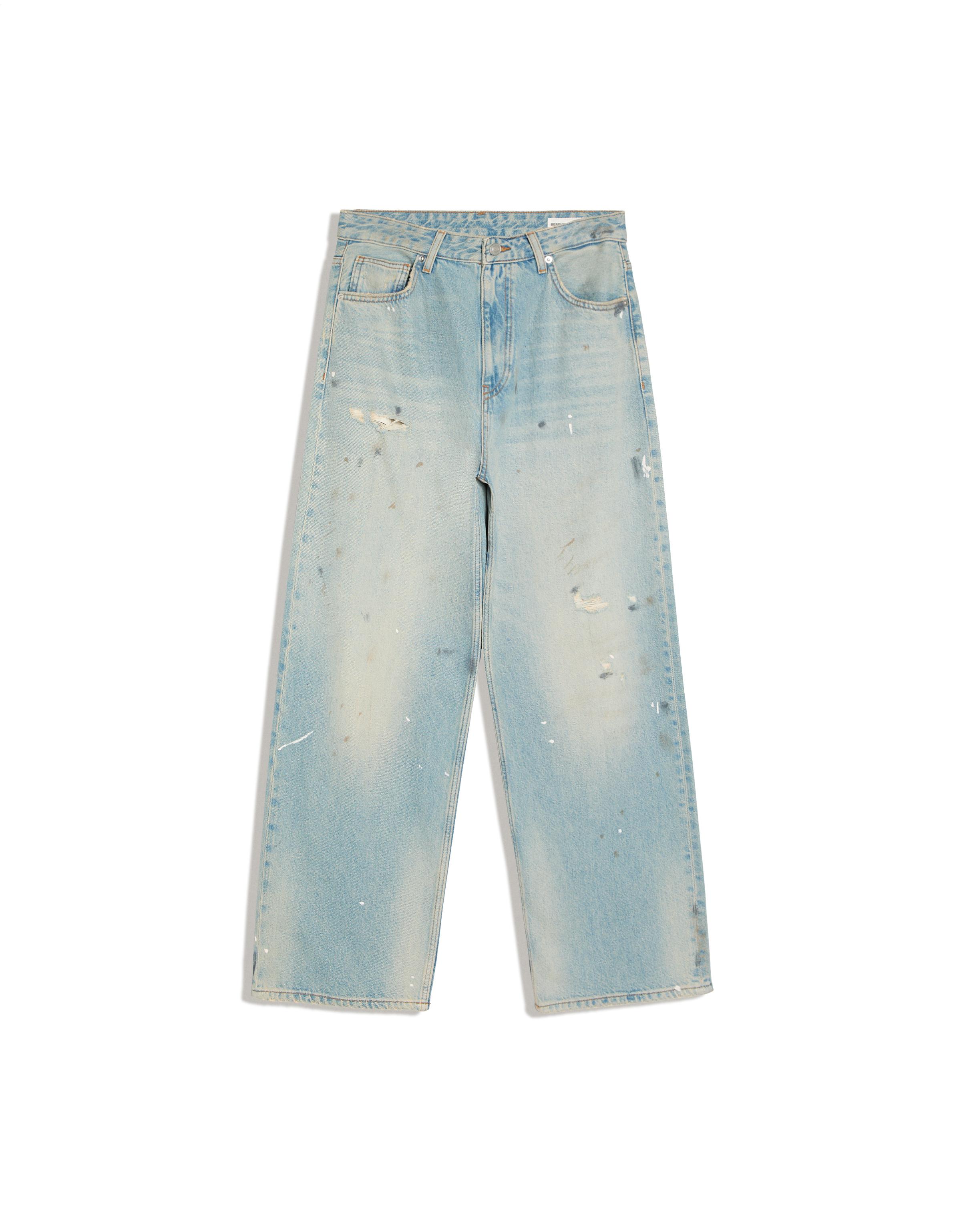Loose fit paint-effect jeans — Light blue