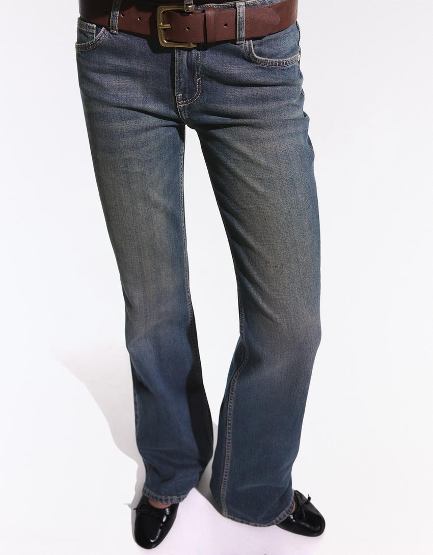 Blugi bootcut talie joasă-Albastru