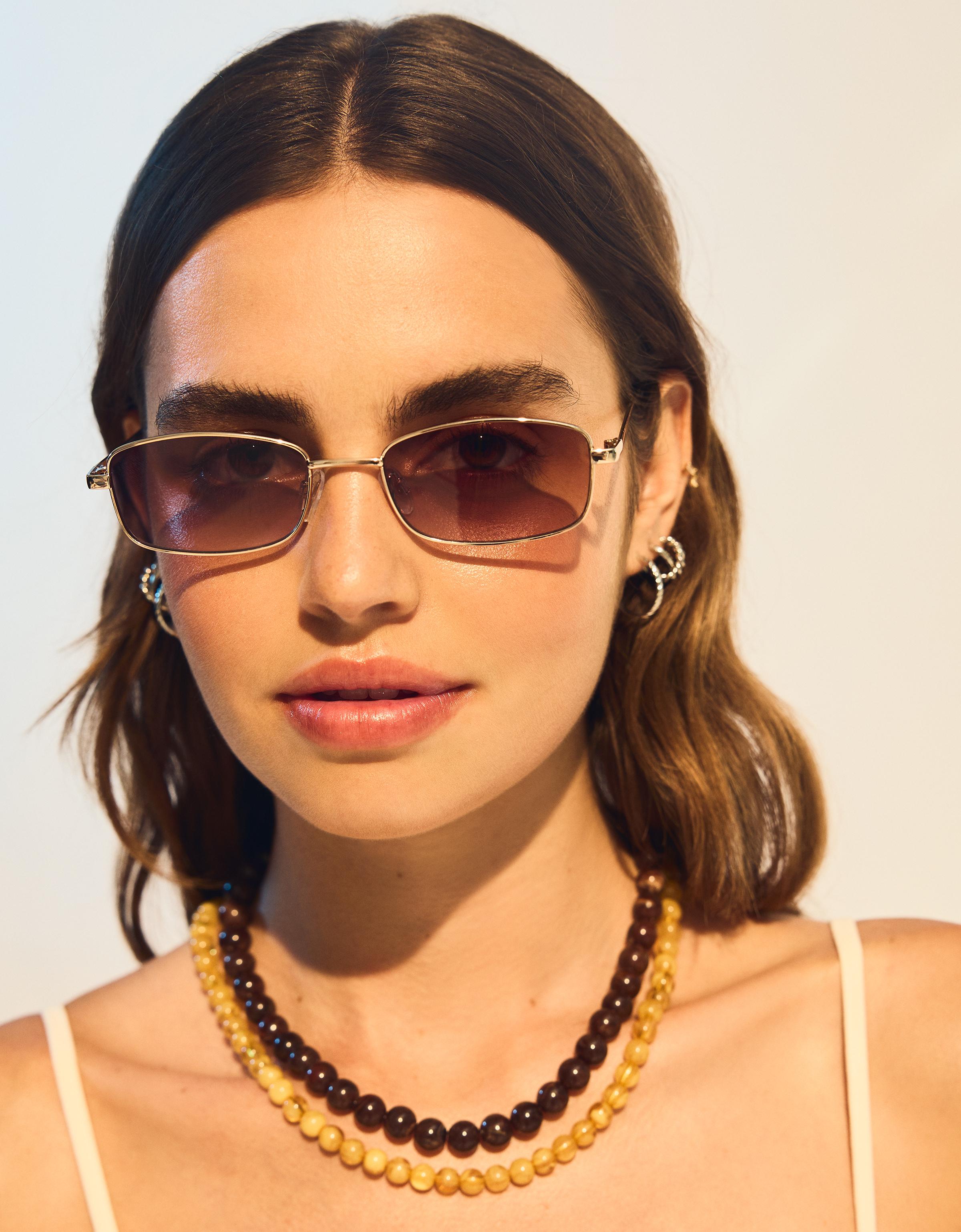 Bershka Verspiegelte Sonnenbrille. Damen Gold