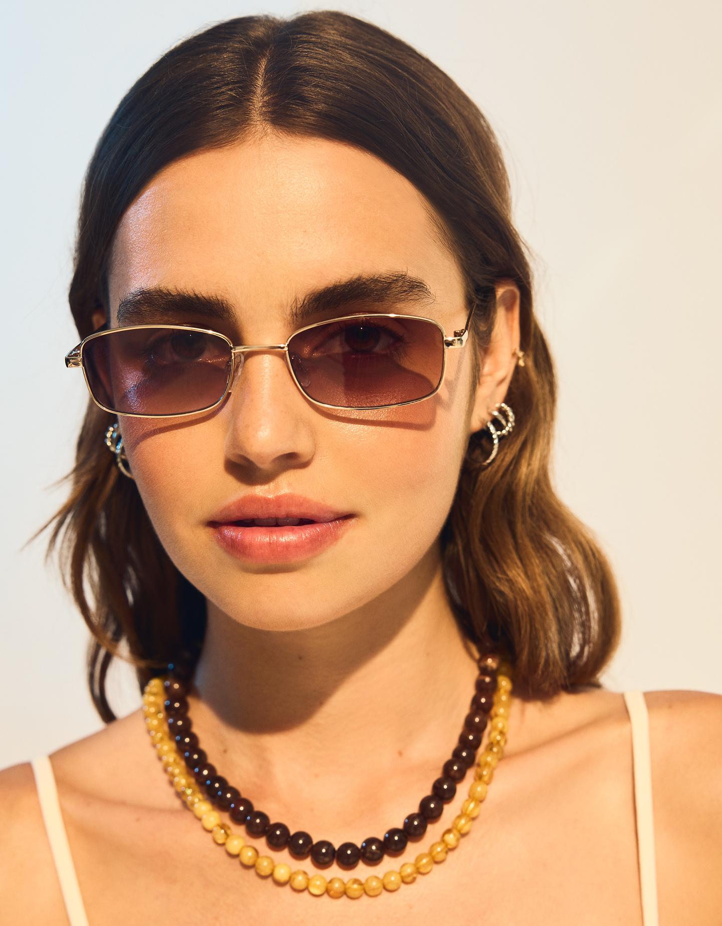 Bershka metalowe okulary złoty